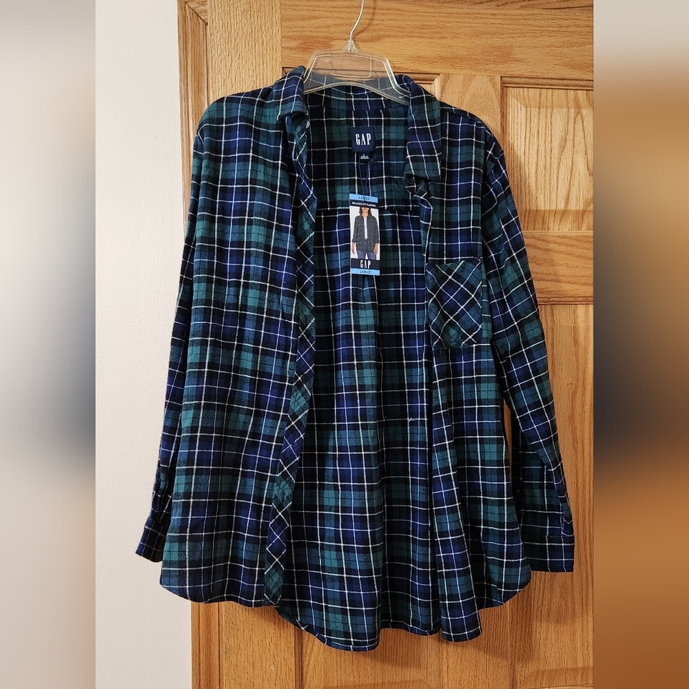2 GAP Blue and Green Plaid Shirt